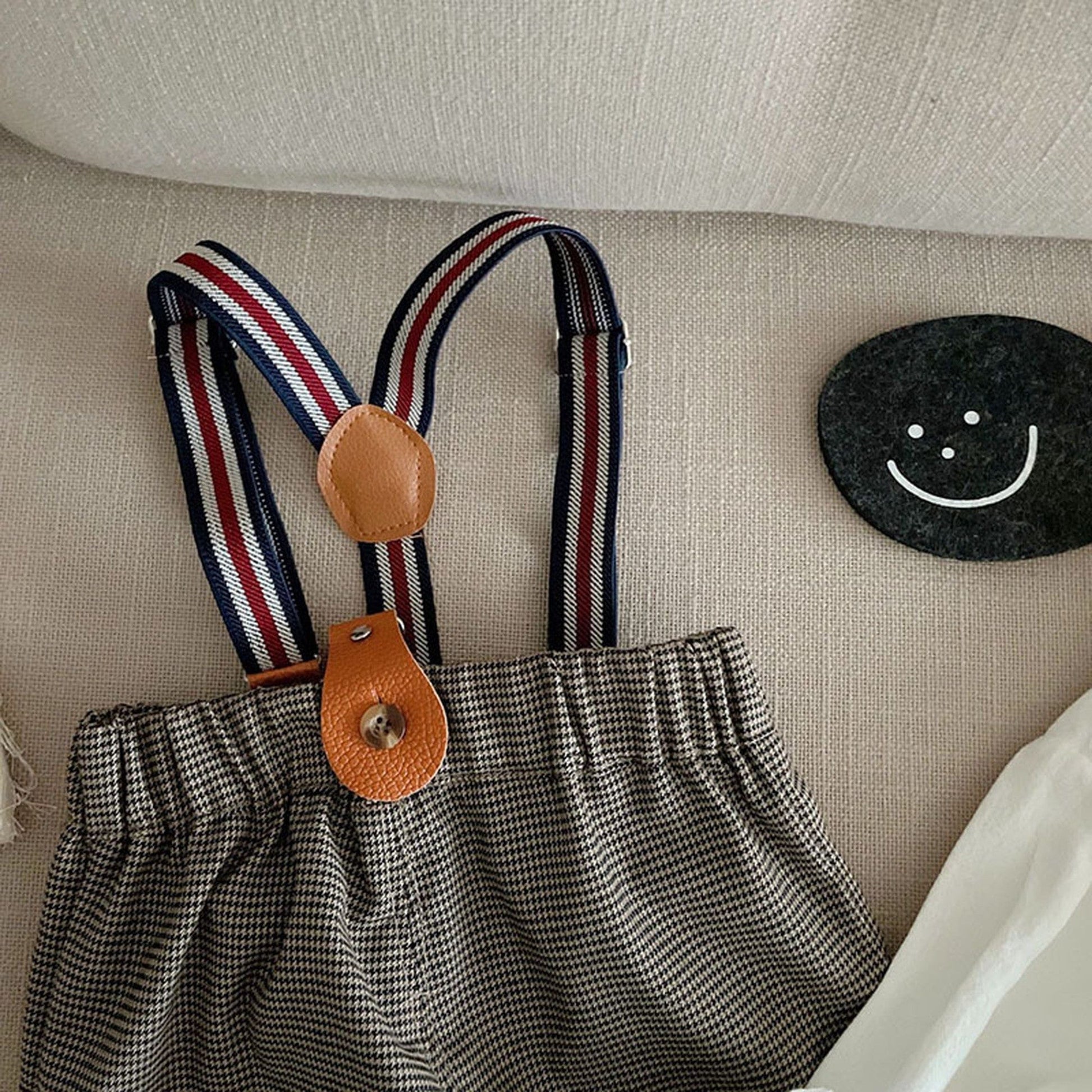 長袖セットアップ ベビー セットアップ リボン シャツ チェック サスペンダー パンツ お出かけ【mh0000424】