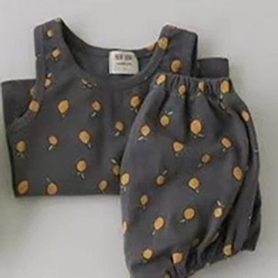 ノースリーブセットアップ ベビー くま レモン セットアップ タンクトップ ブルマ【mh0000457】