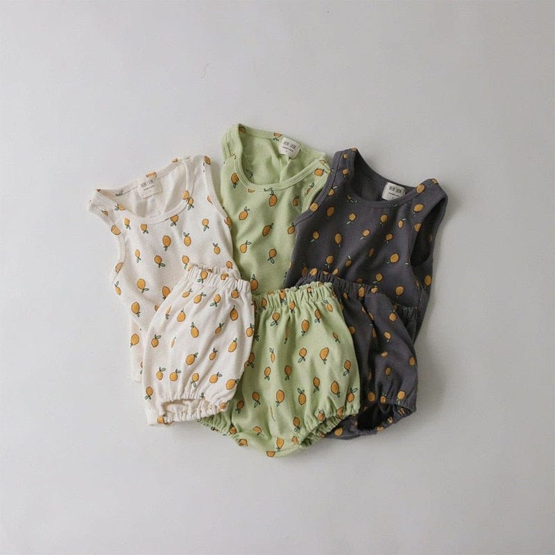 ノースリーブセットアップ ベビー くま レモン セットアップ タンクトップ ブルマ【mh0000457】