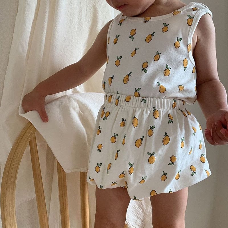 ノースリーブセットアップ ベビー くま レモン セットアップ タンクトップ ブルマ【mh0000457】