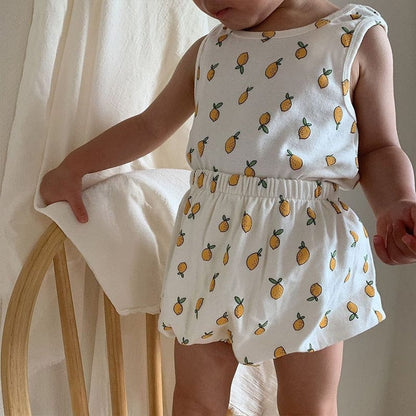 ノースリーブセットアップ ベビー くま レモン セットアップ タンクトップ ブルマ【mh0000457】