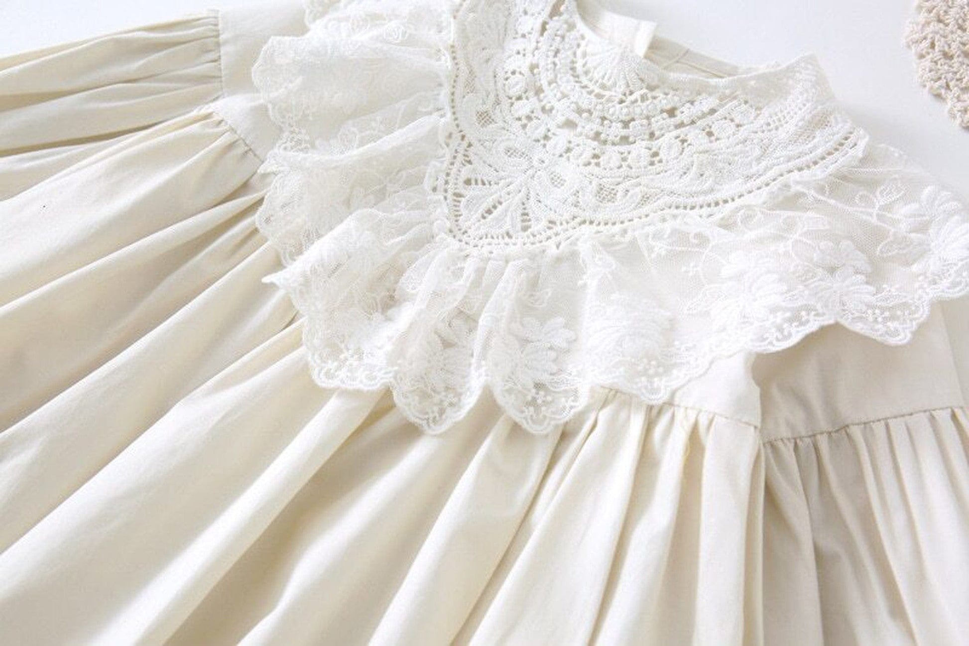 長袖ワンピース キッズワンピース レース ドレス 長袖ワンピース ベージュ【mh0000471】