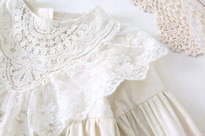 長袖ワンピース キッズワンピース レース ドレス 長袖ワンピース ベージュ【mh0000471】