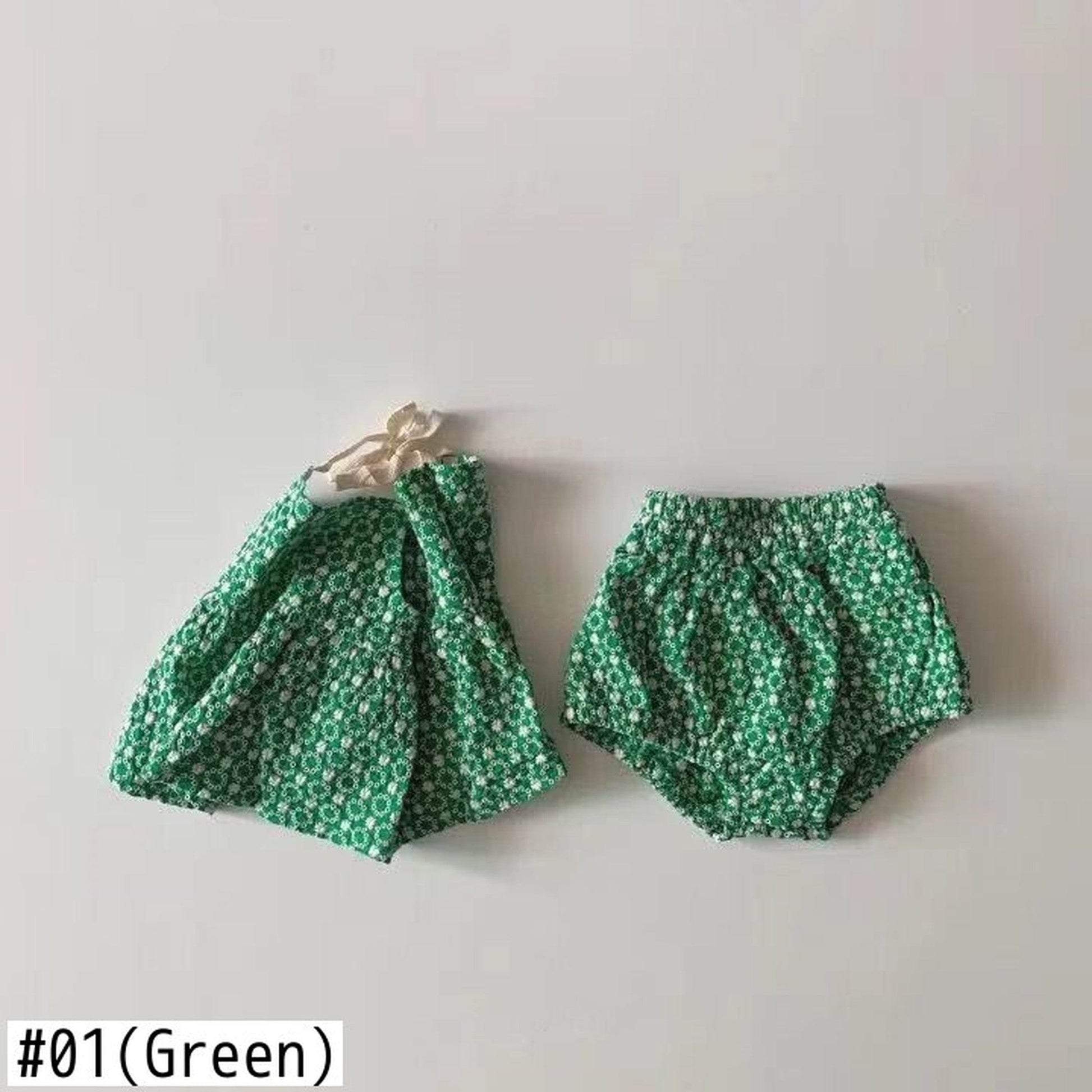ノースリーブセットアップ ベビー セットアップ キャミソール + ブルマ フラワー レース 刺繍【mh0000501】