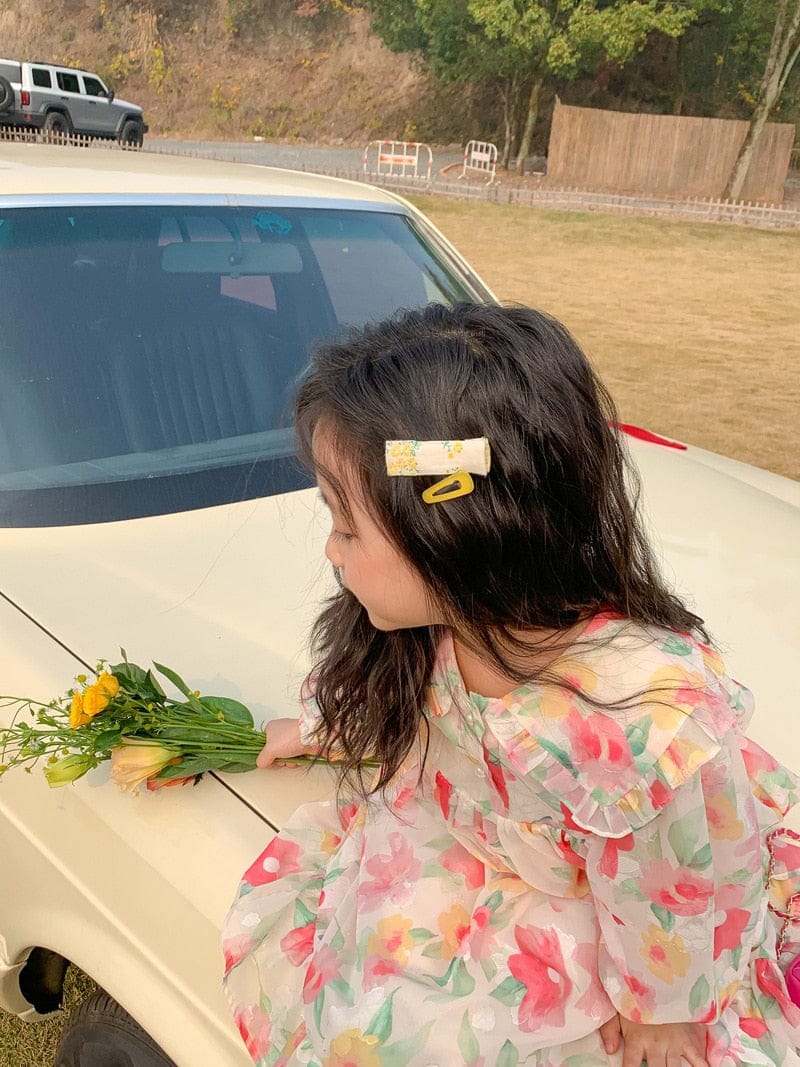 長袖ワンピース キッズ フラワー シフォン ワンピース【mh0000569】