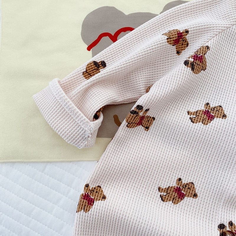 長袖ロンパース ベビー くま ワッフル ロンパース【mh0000577】