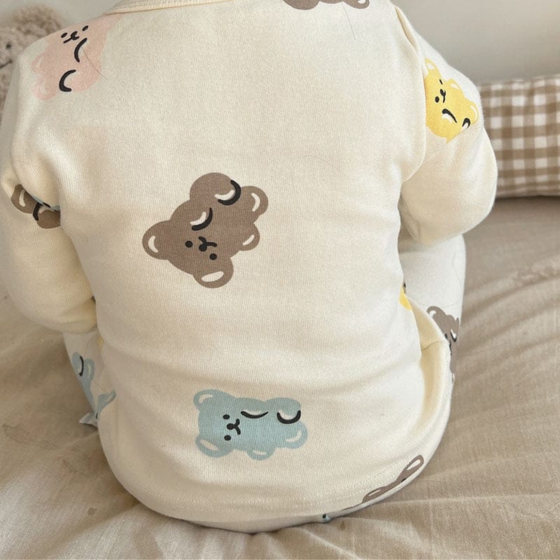 長袖パジャマ ベビー くま 長袖 パジャマ セット ロンパース 帽子 トップス パンツ【mh0000581】