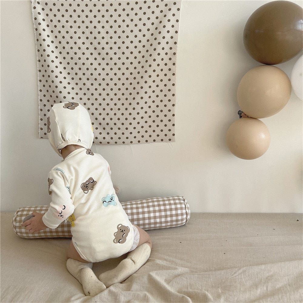 長袖パジャマ ベビー くま 長袖 パジャマ セット ロンパース 帽子 トップス パンツ【mh0000581】