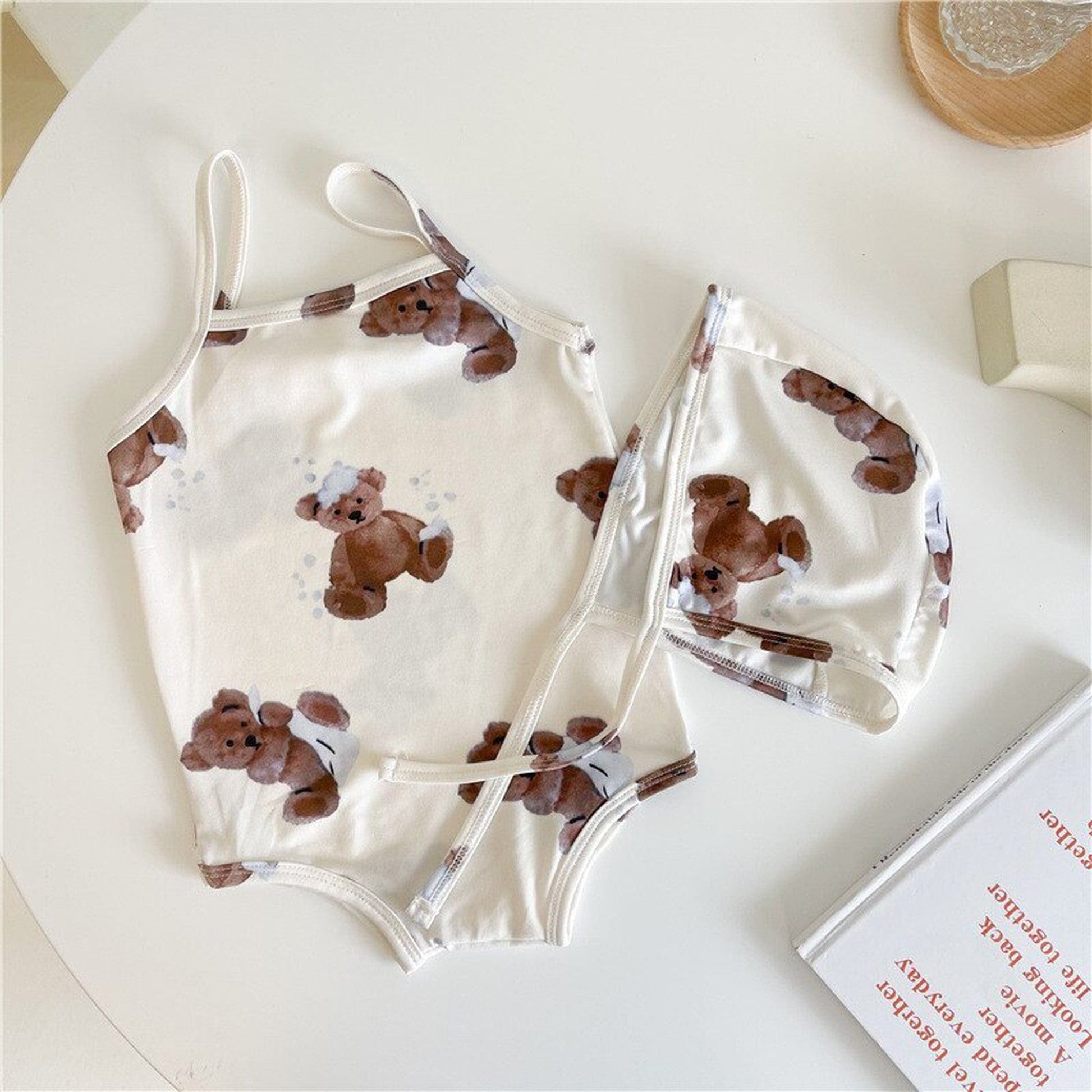 ベビー用水着 ベビー くま ベア ワンピース 水着 スイミング 帽子 セット【mh0000670】