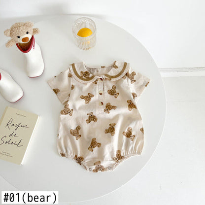 半袖ロンパース ベビー くま みずたま 半袖 ロンパース【mh0000701】