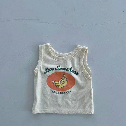 ノースリーブセットアップ ベビー セットアップ レモン バナナ タンクトップ トラックパンツ ショートパンツ【mh0000706】