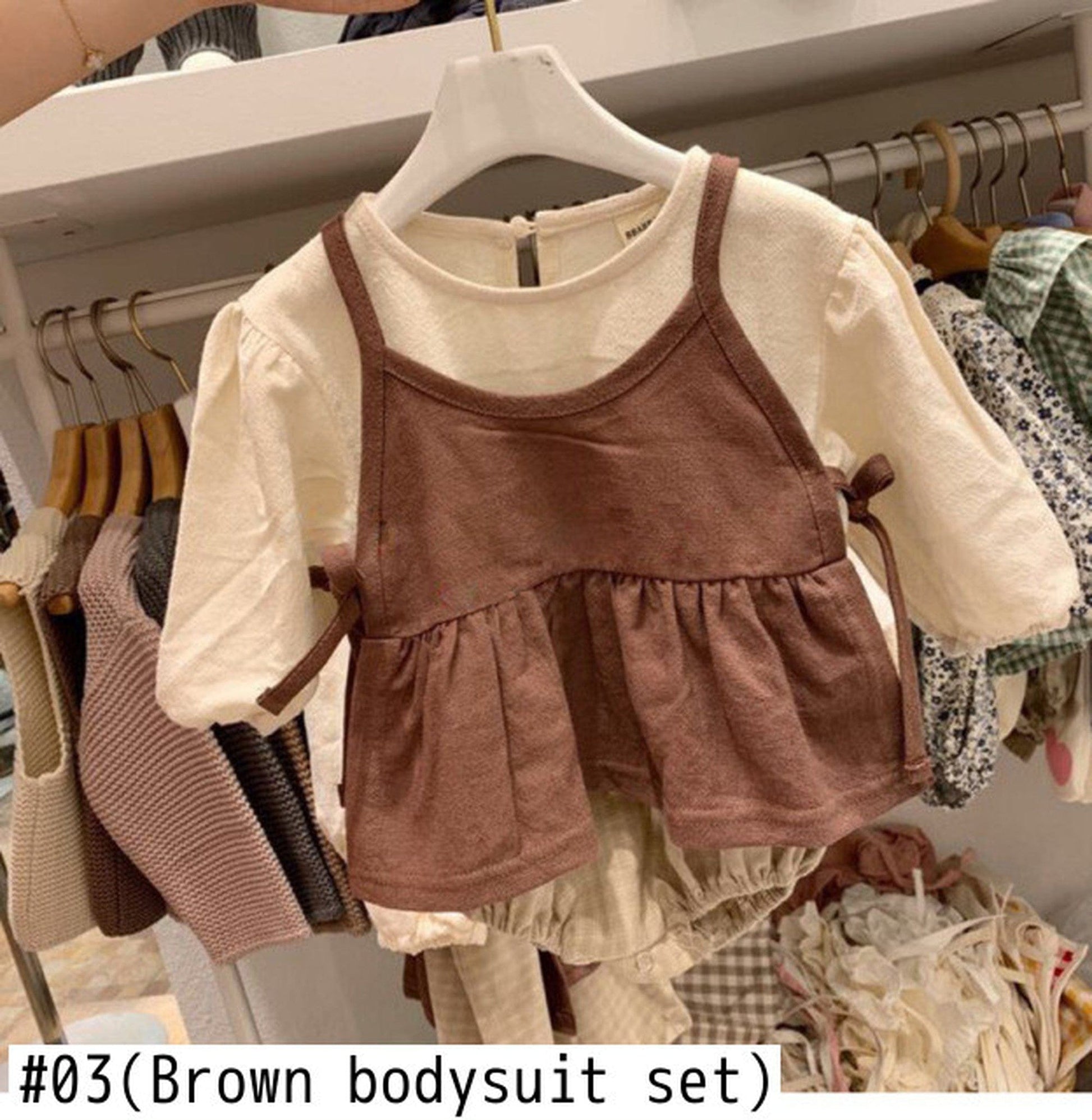 長袖セットアップ ベビー キッズ セットアップ チェック ドッキング ロンパース ワンピース キャミソール ベスト リンク 姉妹お揃い コーデ【mh0000736】