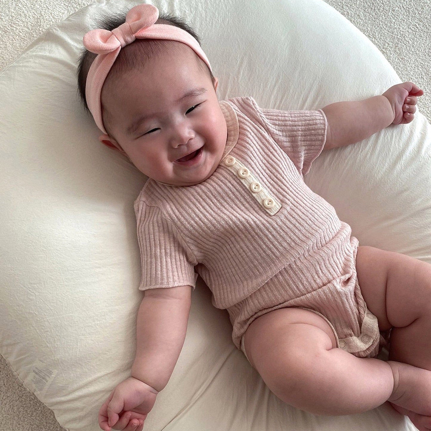 半袖ロンパース ベビー リブ 半袖 ロンパース【mh0000777】