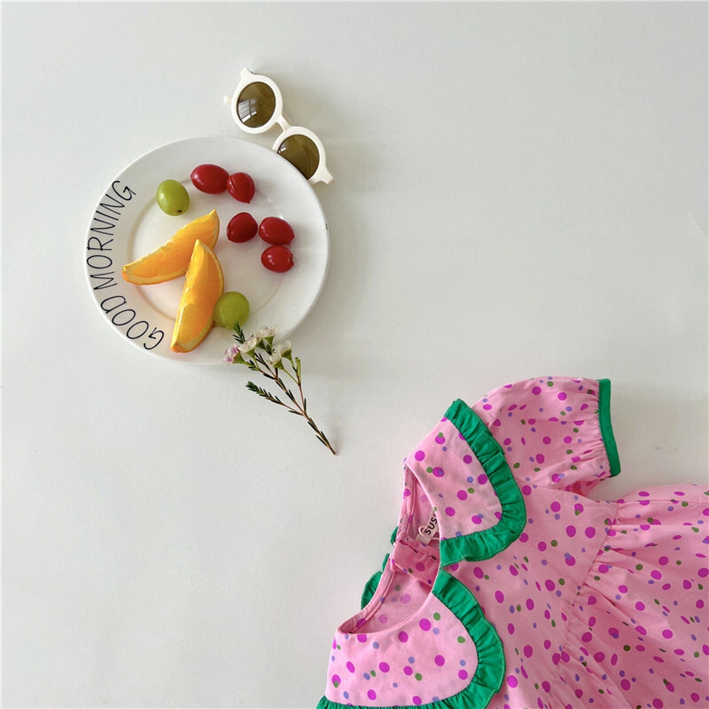 半袖ワンピース キッズ みずたま 半袖 フリル ワンピース【mh0000778】