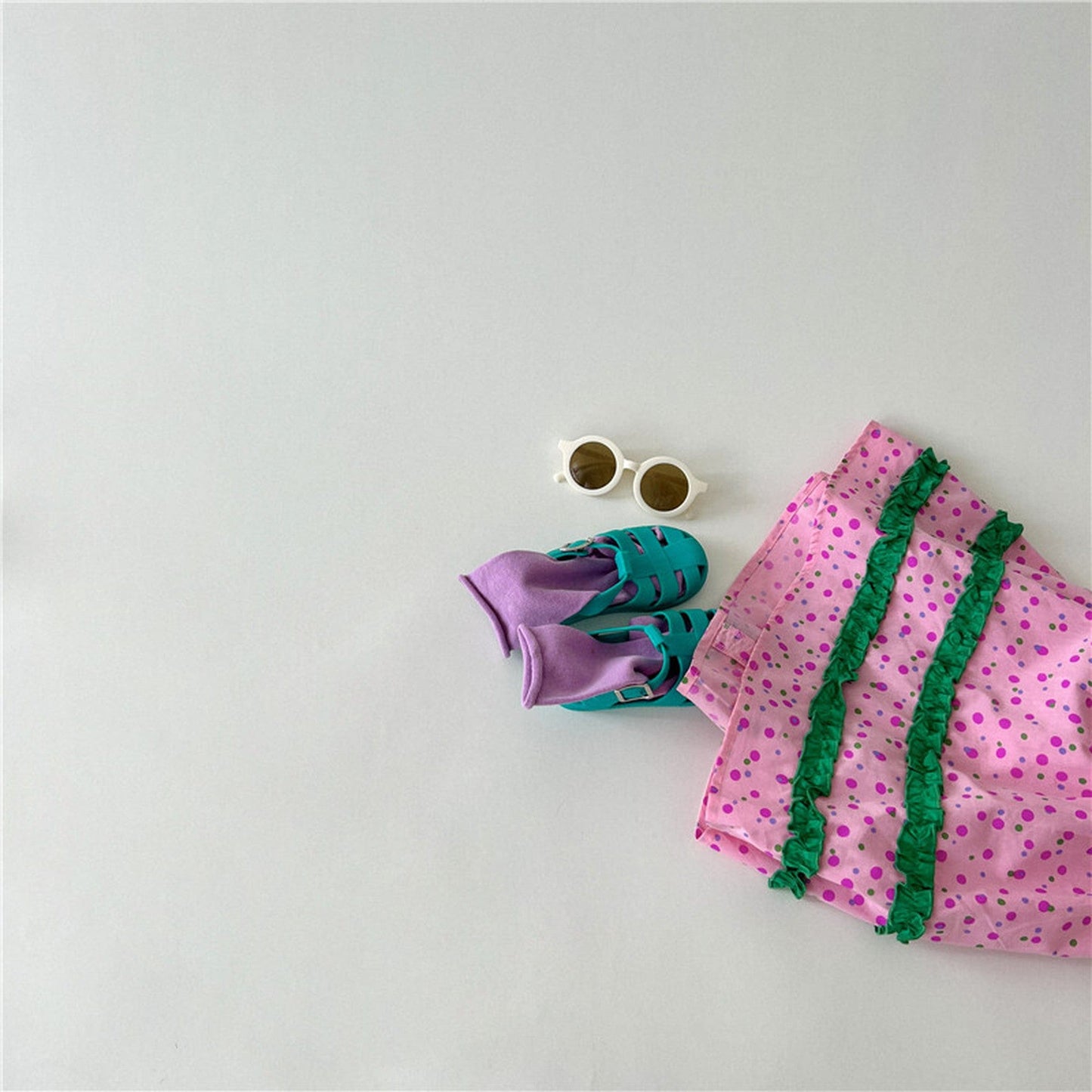 半袖ワンピース キッズ みずたま 半袖 フリル ワンピース【mh0000778】