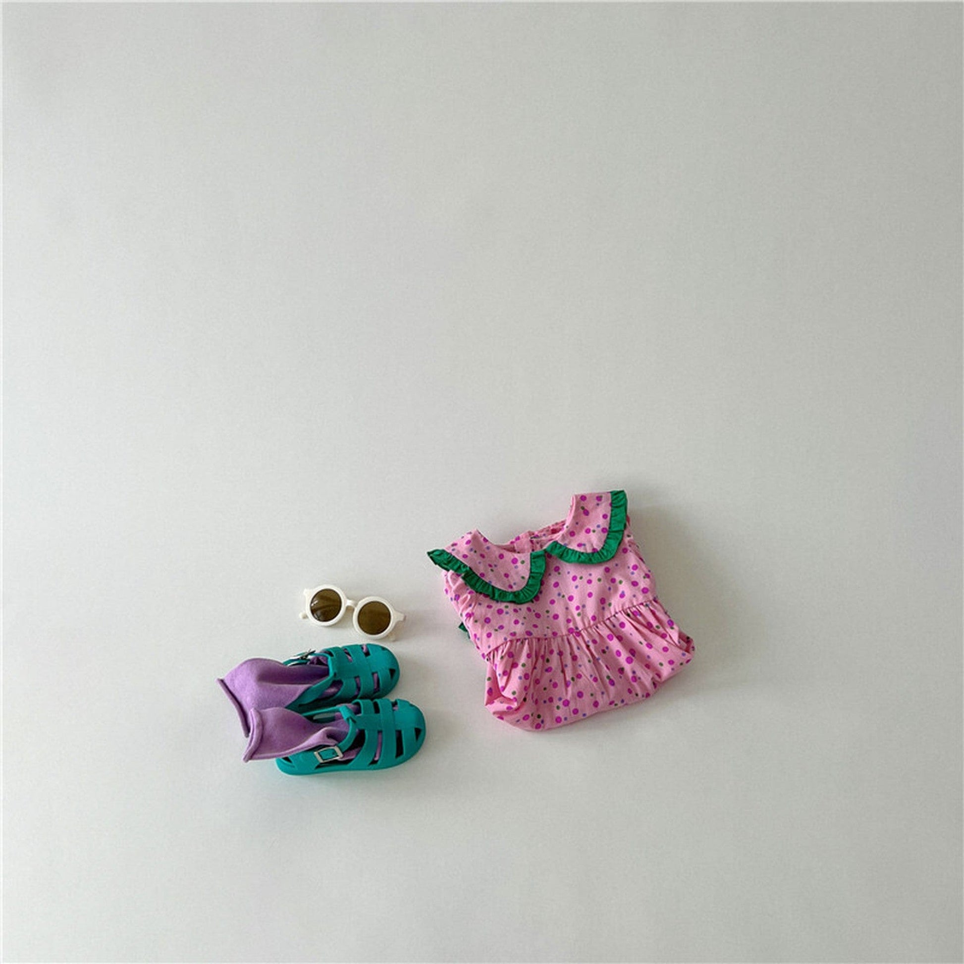 半袖ワンピース キッズ みずたま 半袖 フリル ワンピース【mh0000778】