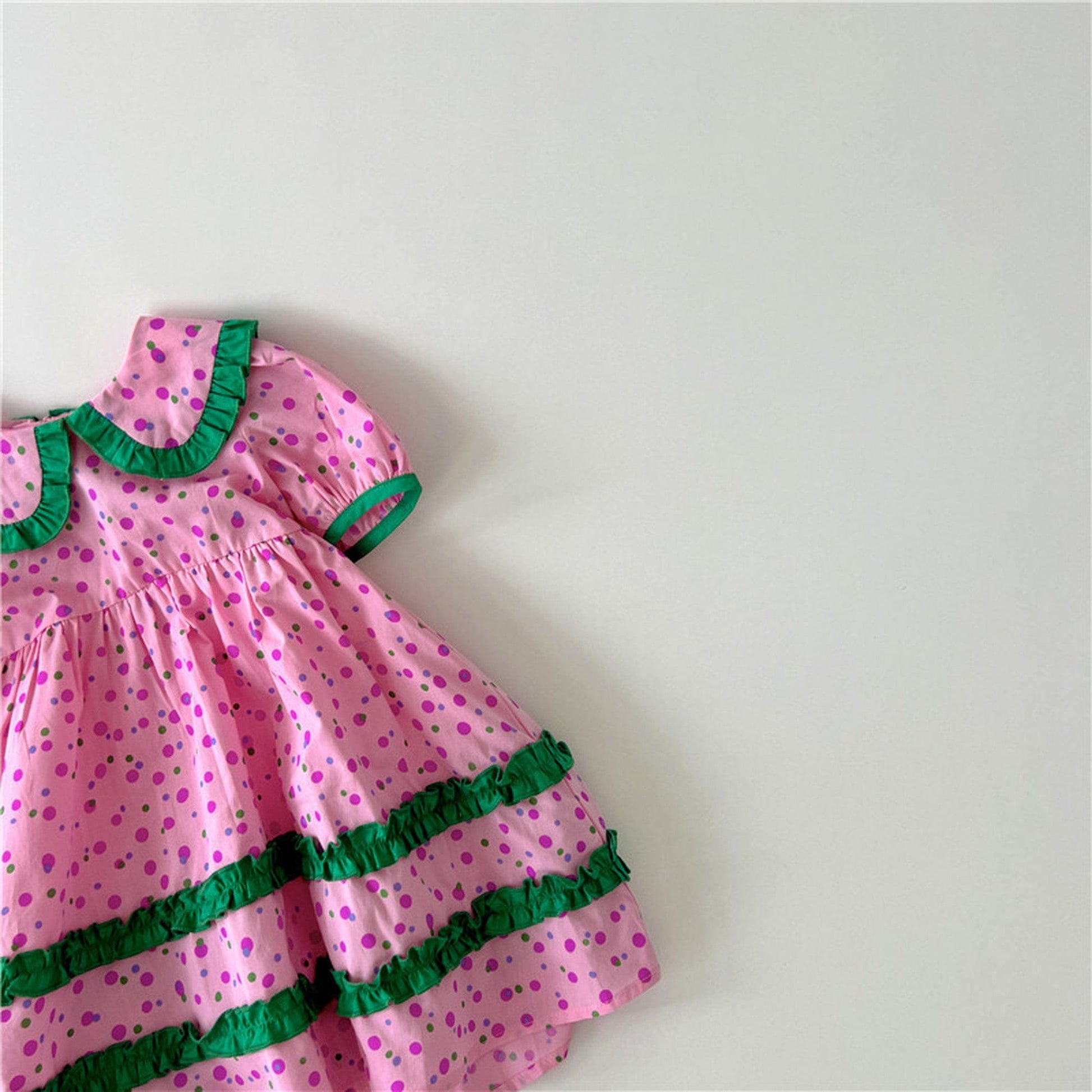 半袖ワンピース キッズ みずたま 半袖 フリル ワンピース【mh0000778】