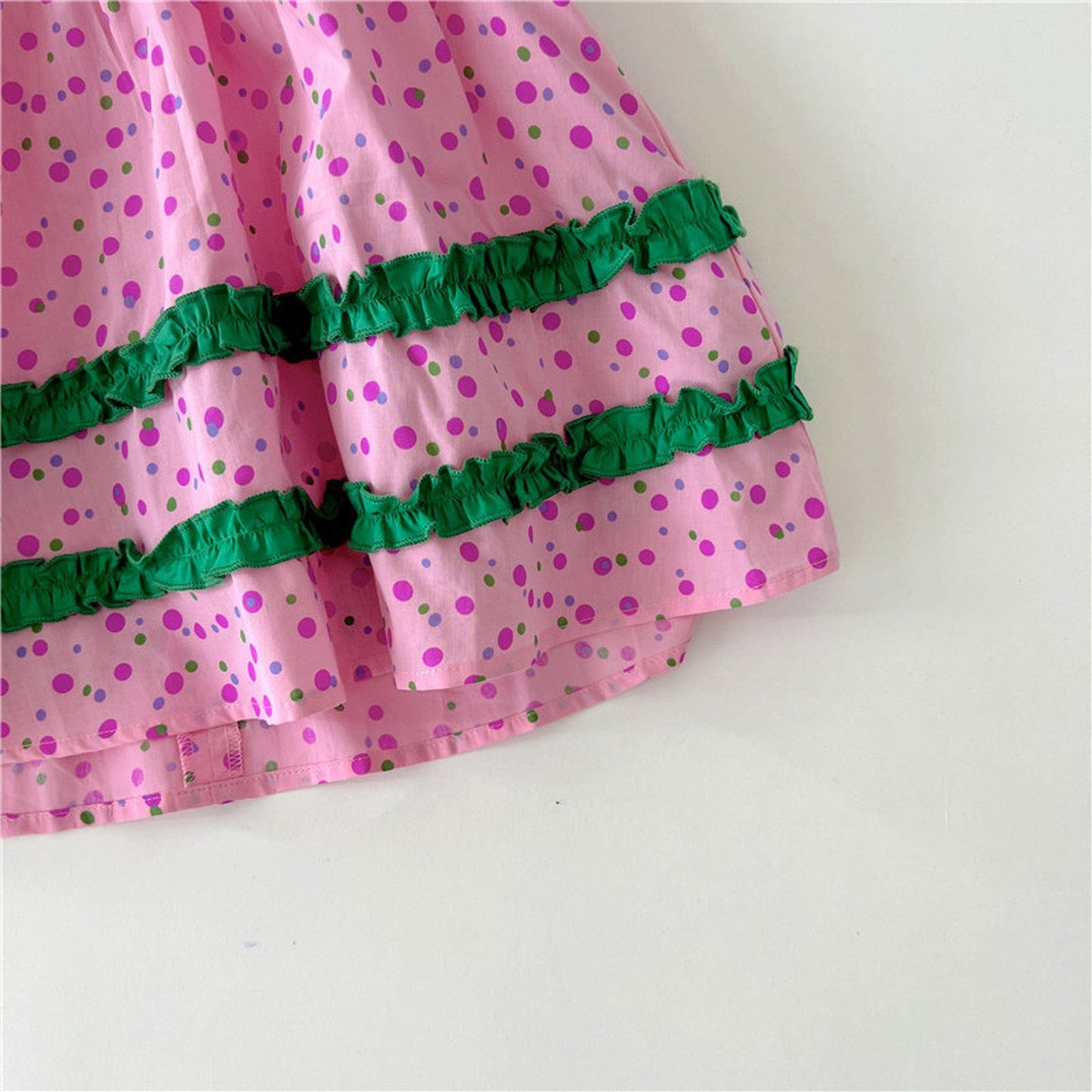 半袖ワンピース キッズ みずたま 半袖 フリル ワンピース【mh0000778】