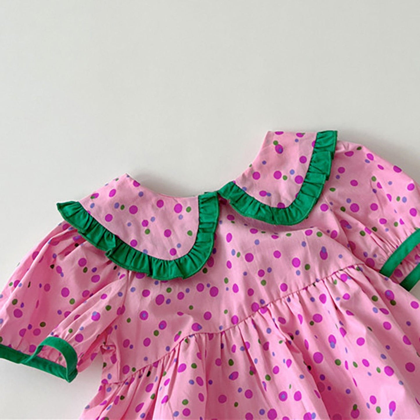 半袖ワンピース キッズ みずたま 半袖 フリル ワンピース【mh0000778】