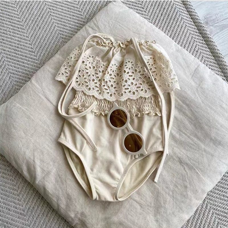 ベビー用水着 キッズ 水着 ワンピース レース フリル シャーリング スイムウェア【mh0000808】