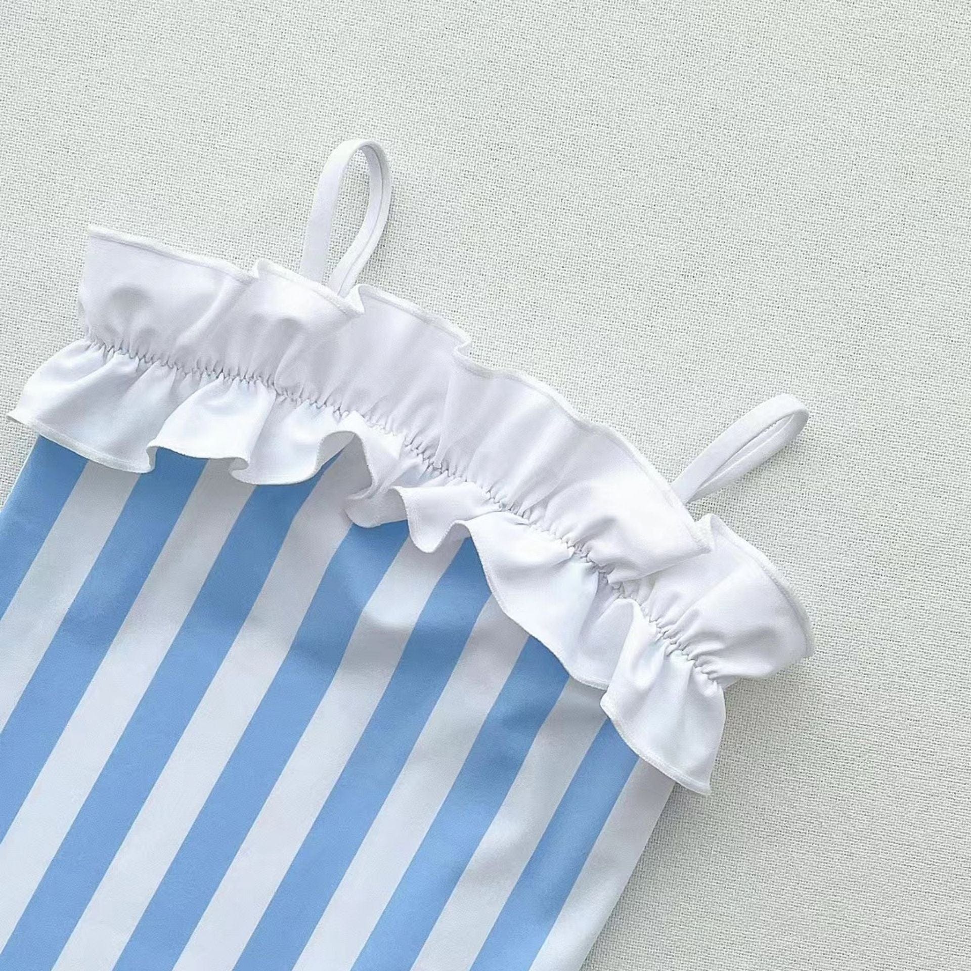 ベビー用水着 キッズ 水着 ストライプ ボーイズセット フリル ワンピース ツーピース スイムウェア リンク 兄弟 姉妹 お揃い コーデ【mh0000845】