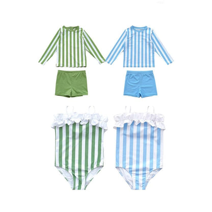 ベビー用水着 キッズ 水着 ストライプ ボーイズセット フリル ワンピース ツーピース スイムウェア リンク 兄弟 姉妹 お揃い コーデ【mh0000845】