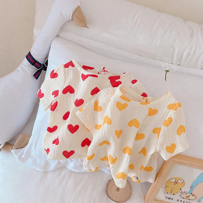 半袖セットアップ キッズ セットアップ ハート 半袖 トップス パンツ【mh0000857】