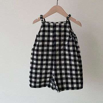 サロペットパンツ・サスペンダーパンツ ベビー チェック みずたま ノースリーブ ルーズ ジャンプスーツ サロペットパンツ【mh0000858】