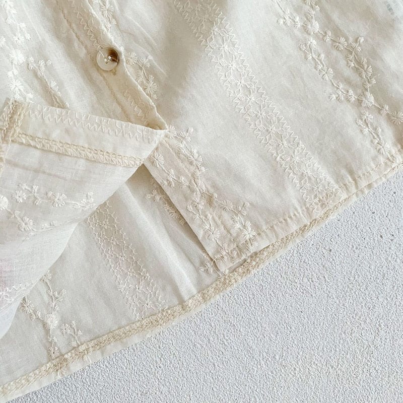 半袖セットアップ ベビー セットアップ フラワー 刺繍 レース 半袖 ブラウス ブルマ【mh0000908】