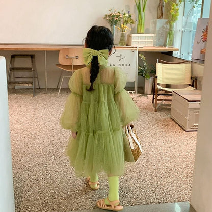 長袖ワンピース キッズ メッシュ チュール チュチュ 長袖 プリンセス ドレス ワンピース【mh0000948】