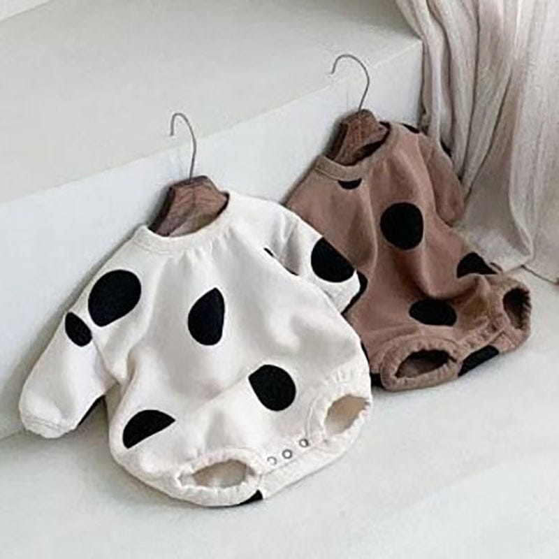 長袖ロンパース ベビー みずたま ポルカドット 長袖 ロンパース【mh0000952】