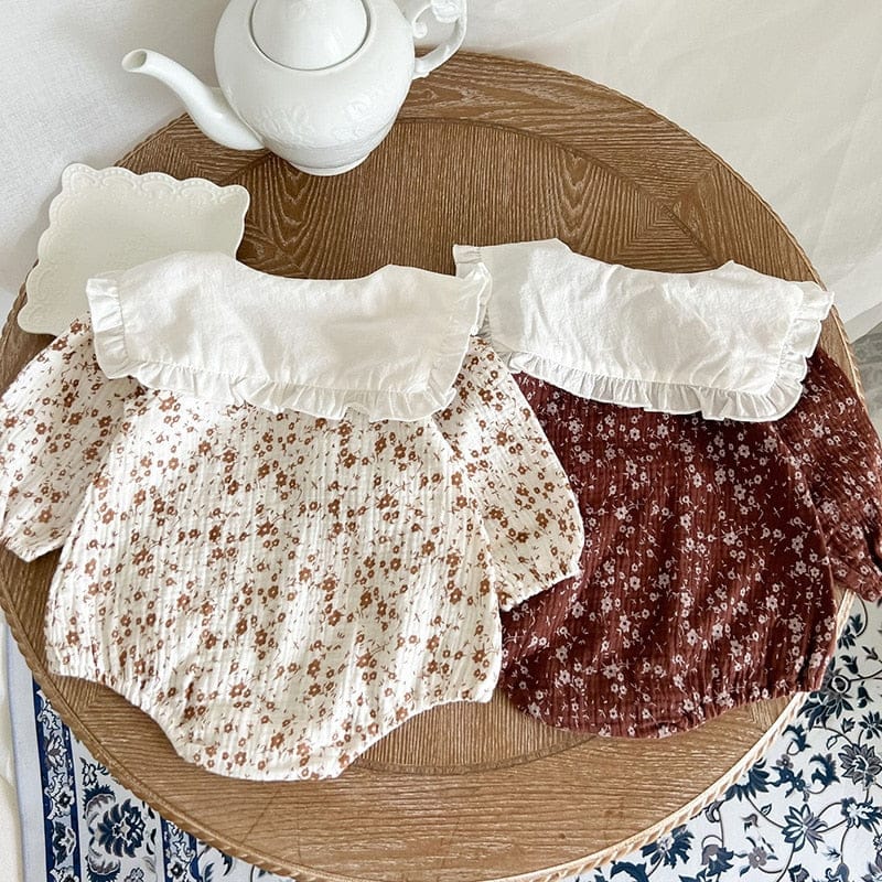 長袖ロンパース ベビー フラワー フリル 長袖 ロンパース【mh0000980】