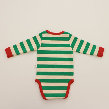 ロンパースセットアップ ベビー ボーダー セットアップ 長袖 ロンパース パンツ【mh0001015】