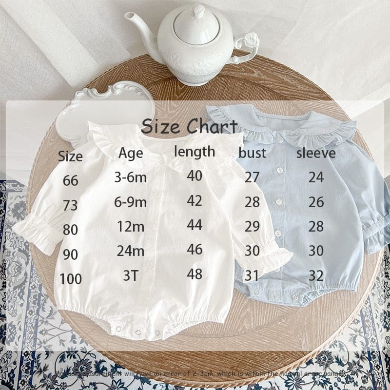 長袖ロンパース ベビー フリルカラー 長袖 ブラウス シャツ ロンパース【mh0001021】