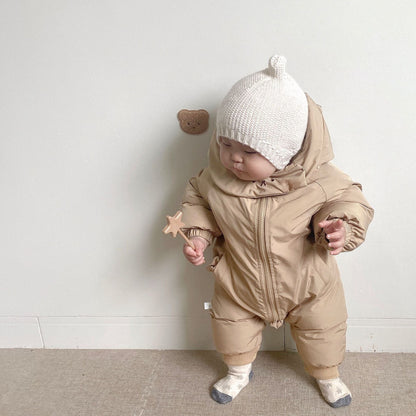 アウタージャンプスーツ ベビー くま ねこ 耳付き フーディ アウター ジャンプスーツ 防寒 アウター【mh0001058】