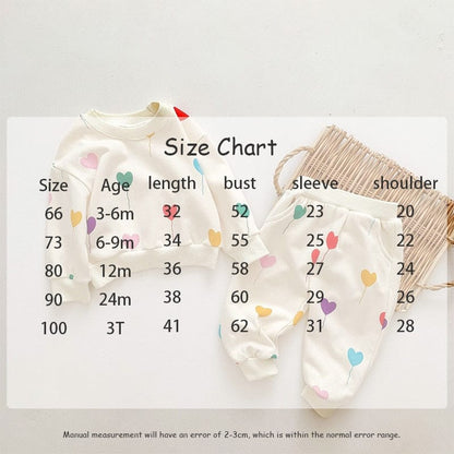 長袖セットアップ ベビー セットアップ カラフル ハート バルーン スウェット トレーナー パンツ【mh0001135】