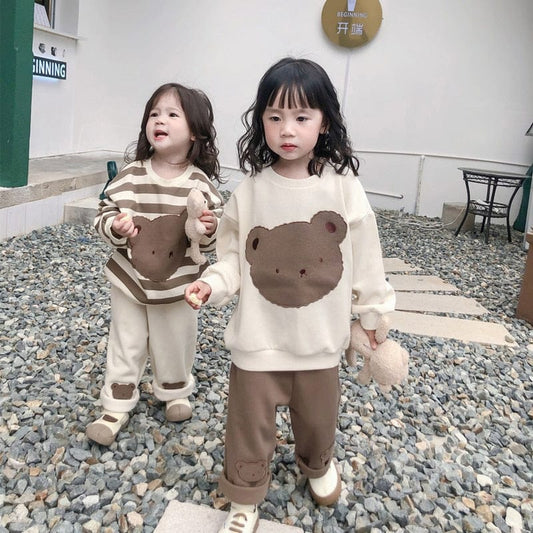 ロングパンツ・スウェットパンツ キッズ くま ベア ボーダー 無地 トップス パンツ【mh0001137】