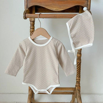 長袖ロンパース ベビー みずたま 天使の羽 長袖 ロンパース 帽子 セット【mh0001138】