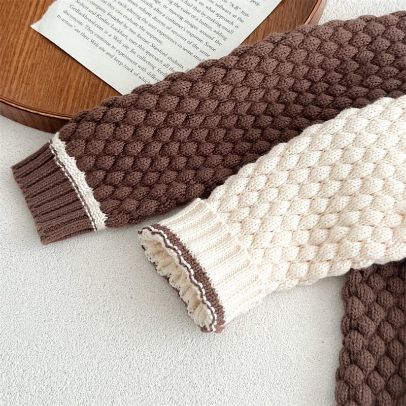 長袖ロンパース ベビー ニット 長袖 ジャンプスーツ ロンパース くま耳 帽子 セット【mh0001143】