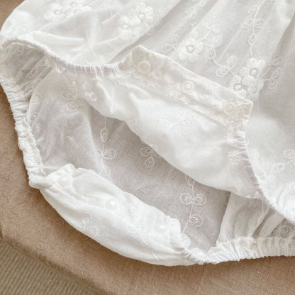 長袖ロンパース ベビー フラワー 刺繍 ビッグカラー 長袖 ロンパース【mh0001153】