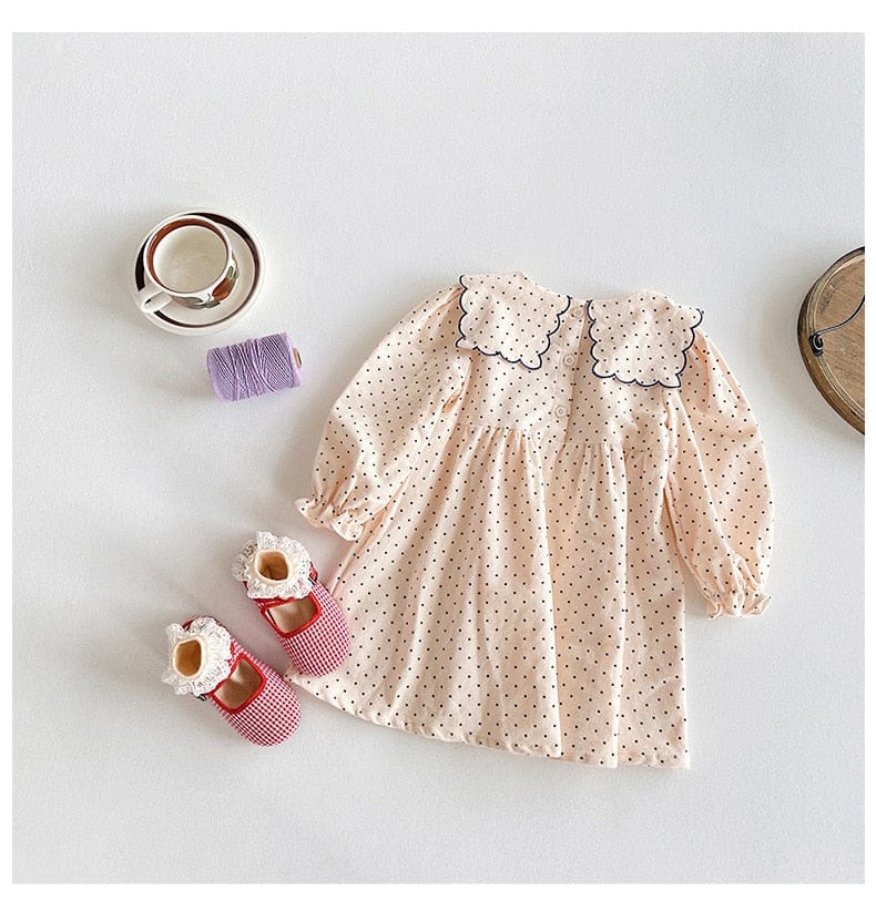 長袖ワンピース キッズ みずたま チェリー 刺繍 長袖 ワンピース【mh0001160】