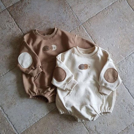 長袖ロンパース ベビー 犬 いぬ ポケット 長袖 ロンパース【mh0001171】