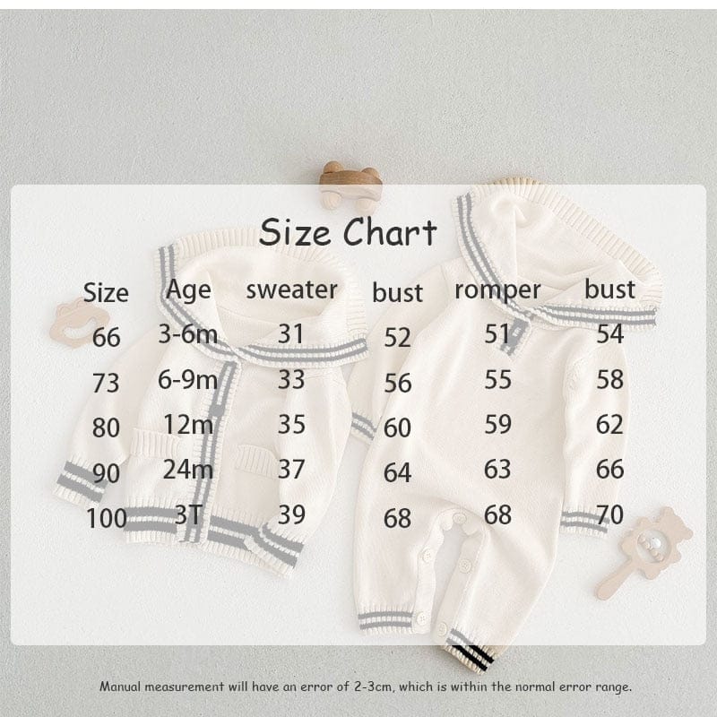 カーディガン・パーカー ベビー ニット セーラーカラー 長袖 ロンパース カーディガン【mh0001174】