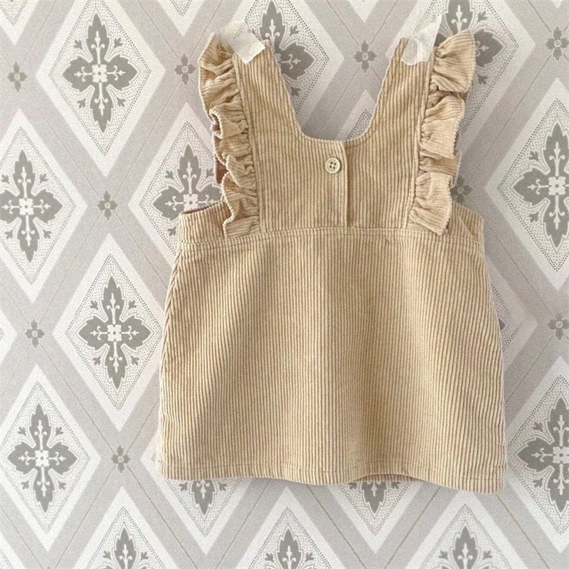 ノースリーブワンピース ベビー デニム コーデュロイ フリル ノースリーブ ワンピース ジャンパースカート【mh0001208】