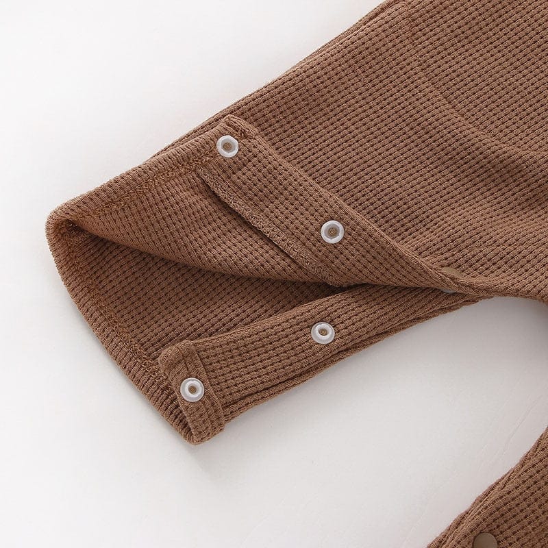 長袖ロンパース ベビー くま ベア ワッフル フーディ 長袖 ロンパース ジャンプスーツ【mh0001209】