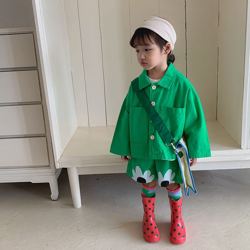 長袖セットアップ キッズ セットアップ フラワー ジャケット ハーフパンツ【mh0001269】