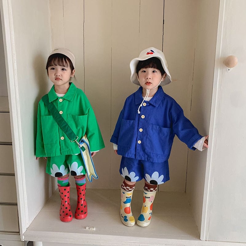 長袖セットアップ キッズ セットアップ フラワー ジャケット ハーフパンツ【mh0001269】