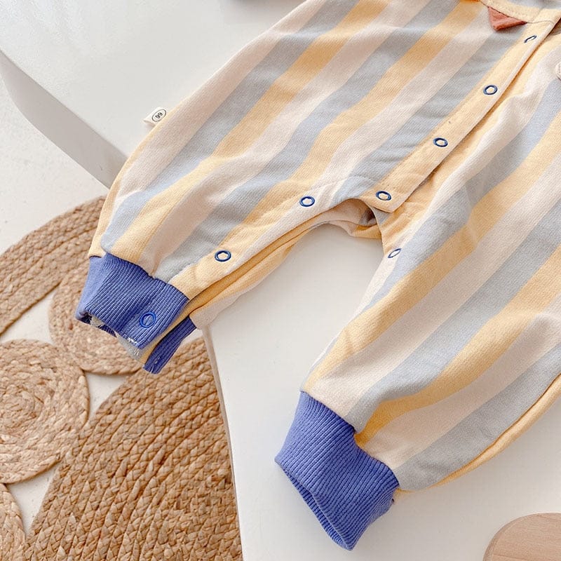 長袖ジャンプスーツ ベビー ストライプ ジャンプスーツ ロンパース【mh0001326】