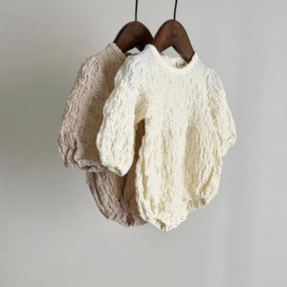 長袖ロンパース ベビー エンボス 長袖 ロンパース【mh0001360】