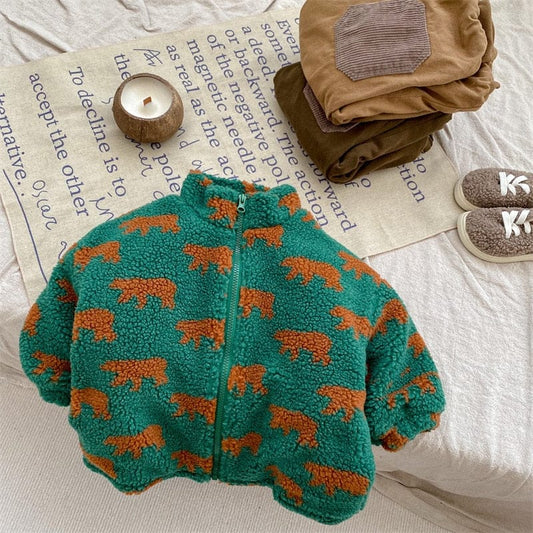 ショートコート・ジャケット・ジャンパー キッズ しろくま ボアフリース 裏キルティング ジャケット ジャンパー アウター コート【mh0001387】